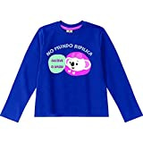 Blusa em meia malha stretch, manga longa e bolso canguru Mundo Ripilica meninas, Azul Escuro, 1 (Entregue por Amazon)  – Black Friday 2018