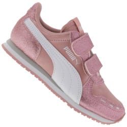 Tênis Puma Cabana Racer Glitz V PS Feminino – Infantil – ROSA CLA/BRANCO (Entregue por Centauro)  – Black Friday 2018