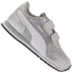 Tênis para Bebê Puma Cabana Racer Glitz V TD – Infantil – CINZA CLA/BRANCO (Entregue por Centauro)  – Black Friday 2018