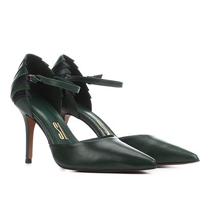 Scarpin Couro Santa Lolla Napa Confort Bicolor Bico Fino Feminino – Feminino-Verde (Entregue por Zattini)  – Black Friday 2018