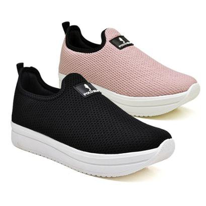 Kit 2 Pares Tênis Sneaker Feminino Flatform Meia Conforto – Feminino-Rosa+Preto (Entregue por Zattini)  – Black Friday 2018