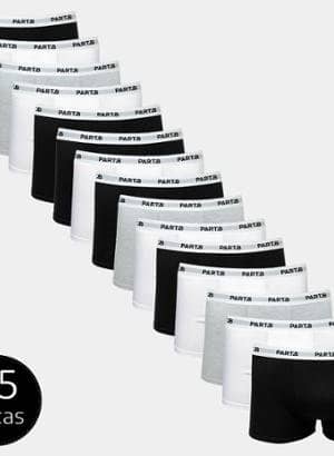 Kit Cueca Boxer Part.B Soft 15 Peças Colors – Masculino-Branco+Preto (Entregue por Zattini)  – Black Friday 2018