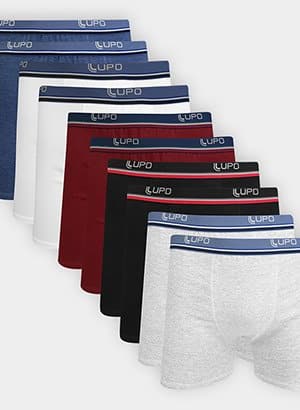 Kit Cueca Boxer Lupo 10 Peças – Masculino-Branco+Cinza (Entregue por Zattini)  – Black Friday 2018