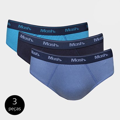 Kit Cueca Slip Mash 03 Peças – Masculino-Azul (Entregue por Zattini)  – Black Friday 2018