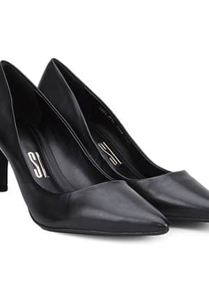 Scarpin Couro Santa Lolla Salto Médio Bico Fino – Feminino-Preto (Entregue por Zattini)  – Black Friday 2018