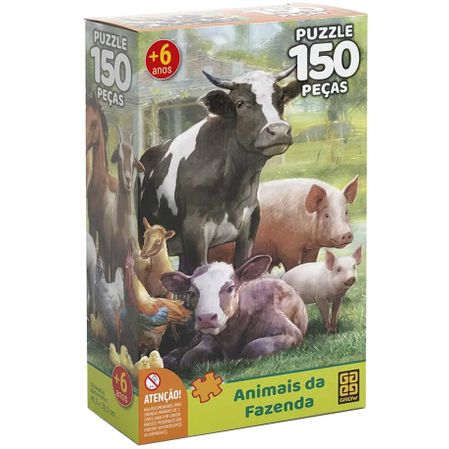 Quebra-Cabeça – Animais da Fazenda – 150 pçs – Grow GROW03751 (Entregue por Eletrum)  – Black Friday 2018