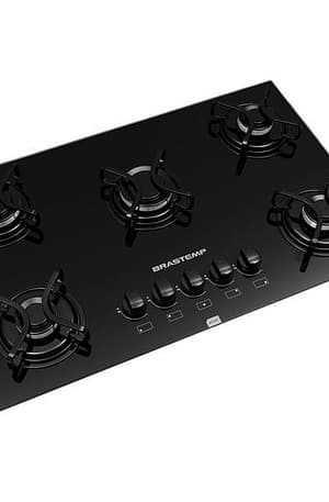 Cooktop à Gás 5 Bocas Brastemp Ative ! BDD75AE Vidro Preto Bivolt 29234 (Entregue por Walmart)  – Black Friday 2018