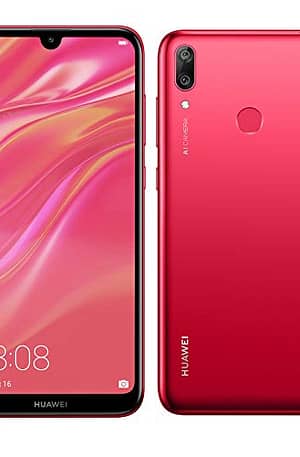 Huawei Y7 2019 (32GB, 3GB) 6.26” Dewdrop Display, 4000 mAh Battery, 4G LTE GSM Dual SIM Factory Unlocked Smartphone (Dub-LX3) – International Version (Red)