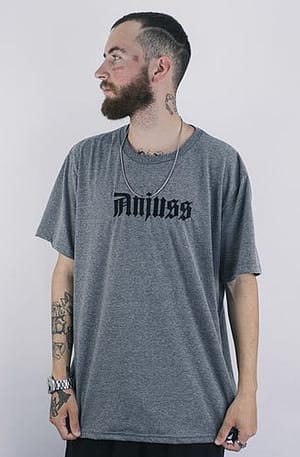 Camiseta Masculina Básica  Blackletter Anjuss Mescla Escuro PP (Entregue por Anjuss)  – Black Friday 2018