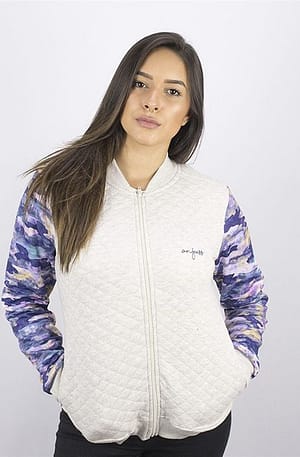 Moletom Feminino Aberto Bomber Matelassê Anjuss Bege/Colorido P (Entregue por Anjuss)  – Black Friday 2018