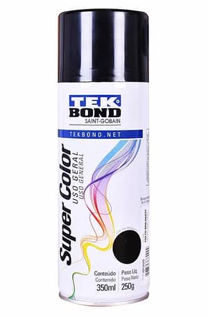 Tinta Spray Super Color para Uso Geral Preto Brilhante 350Ml Tekbond (Entregue por Ferramentas Kennedy)  – Black Friday 2018
