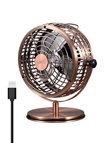 USB Retro Desktop Metal Blades Cooling Fan with 135 Degree Rotation.Perfect for Laptop Notebook PC Desk Table Fan – Metal Bronze.