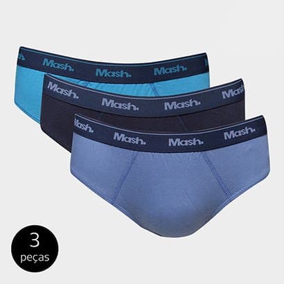 Kit Cueca Slip Mash 03 Peças – Masculino-Azul (Entregue por Zattini)  – Black Friday 2018