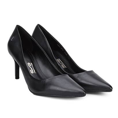 Scarpin Couro Santa Lolla Salto Médio Bico Fino – Feminino-Preto (Entregue por Zattini)  – Black Friday 2018