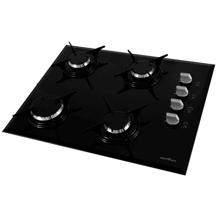 Cooktop Britânia a Gás BCT4P 4 bocas Preto Bivolt (Entregue por Eletrum)  – Black Friday 2018