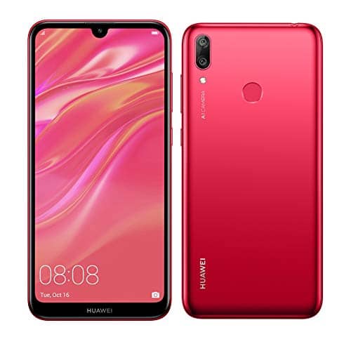 Huawei Y7 2019 (32GB, 3GB) 6.26” Dewdrop Display, 4000 mAh Battery, 4G LTE GSM Dual SIM Factory Unlocked Smartphone (Dub-LX3) – International Version (Red)