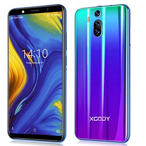 Xgody 6 Inch Android 8.1 Cellphone Unlocked Dual Camera HD (18:9) Screen Unlocked Smartphone 8GB Celulares Desbloqueados 2G/3G Network for T-Mobile/AT&T/MetroPCS (purple blue)