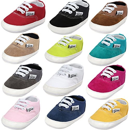 BENHERO Baby Boys Girls Canvas Toddler Sneaker Anti-Slip First Walkers Candy Shoes 0-24 Months 12 Colors (12-18 Months M US Infant), Aa-Grey