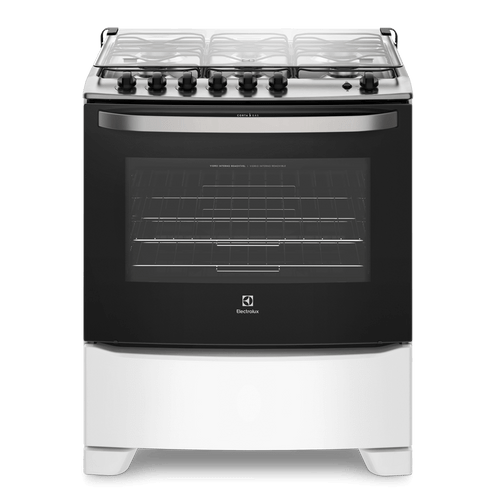 Fogão 6 Bocas Electrolux Branco Automático com Porta Full Glass e Vidro Interno Removível (76UB6) – Bivolt (Entregue por Electrolux)  – Black Friday 2018