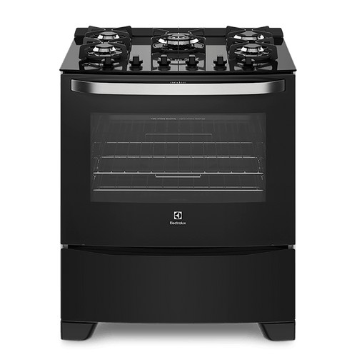 Fogão 5 Bocas Electrolux Preto Automático com Mesa de Vidro e Tripla Chama (76GS) – Bivolt (Entregue por Electrolux)  – Black Friday 2018