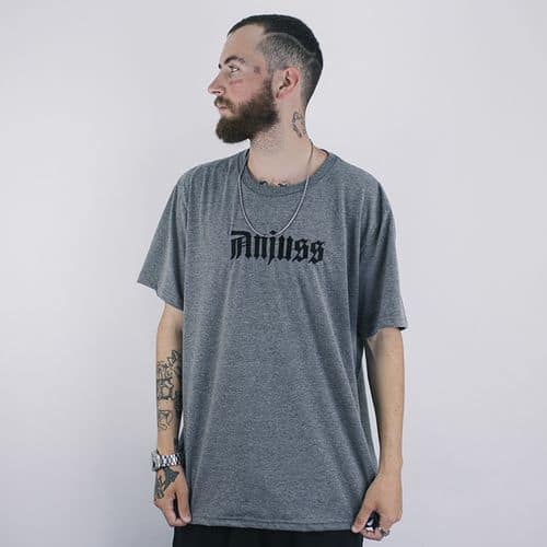 Camiseta Masculina Básica  Blackletter Anjuss Mescla Escuro PP (Entregue por Anjuss)  – Black Friday 2018