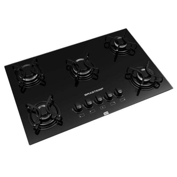 Cooktop à Gás 5 Bocas Brastemp Ative ! BDD75AE Vidro Preto Bivolt 29234 (Entregue por Walmart)  – Black Friday 2018