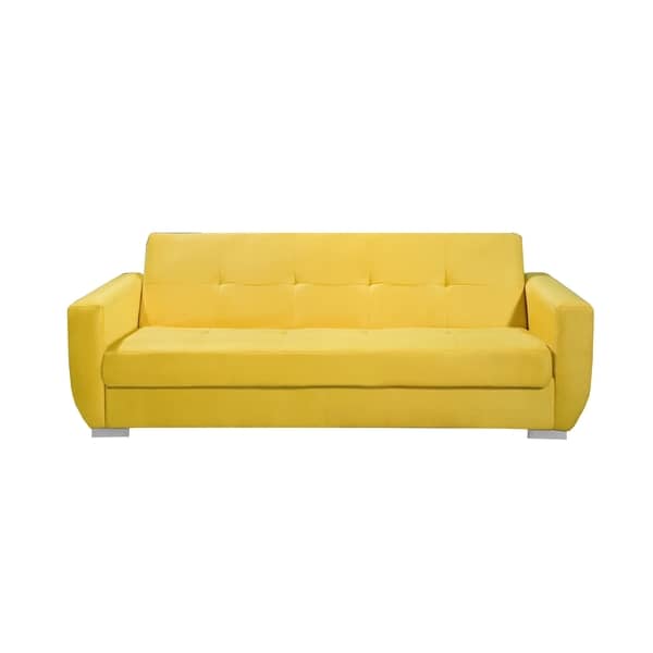 Sofá-Cama 3 Lugares Amsterdã Suede Amarelo Brilho Ovo – Pelmex (Entregue por Americanas)  – Black Friday 2018