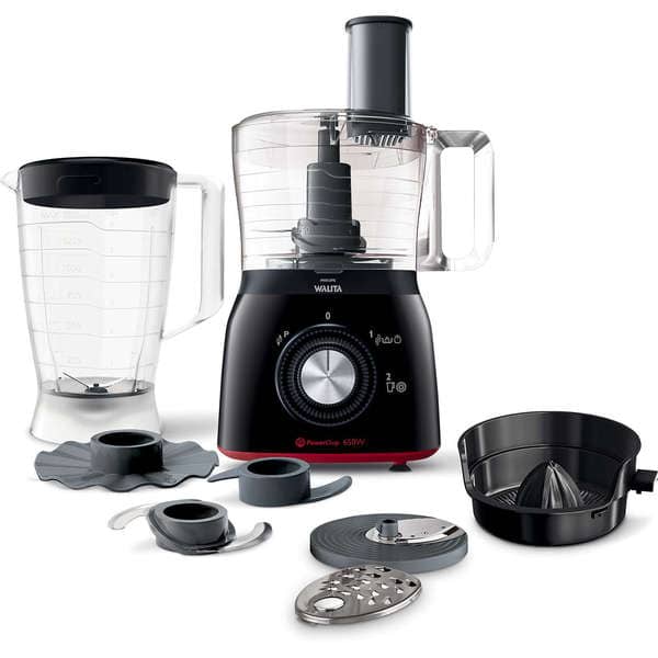 Processador de Alimentos Philips Viva Preto e Vermelho RI7632 3 em 1 com 2 velocidades e Pulsar – 650W (Entregue por Shoptime)  – Black Friday 2018