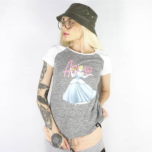 Camiseta Feminina Raglan Princess Pizza Anjuss Branco/M Escuro P (Entregue por Anjuss)  – Black Friday 2018